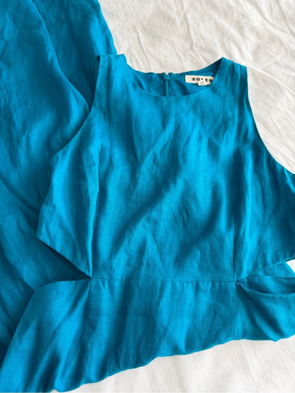 Boden Bright Blue Midi Dress with Side Cutouts - Picture 3 of 13